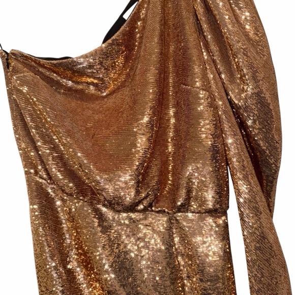 Alexandre Vauthier Gold Sequin One-Shoulder Mini Dress FR42 US10 Cocktail Party - Picture 6 of 14